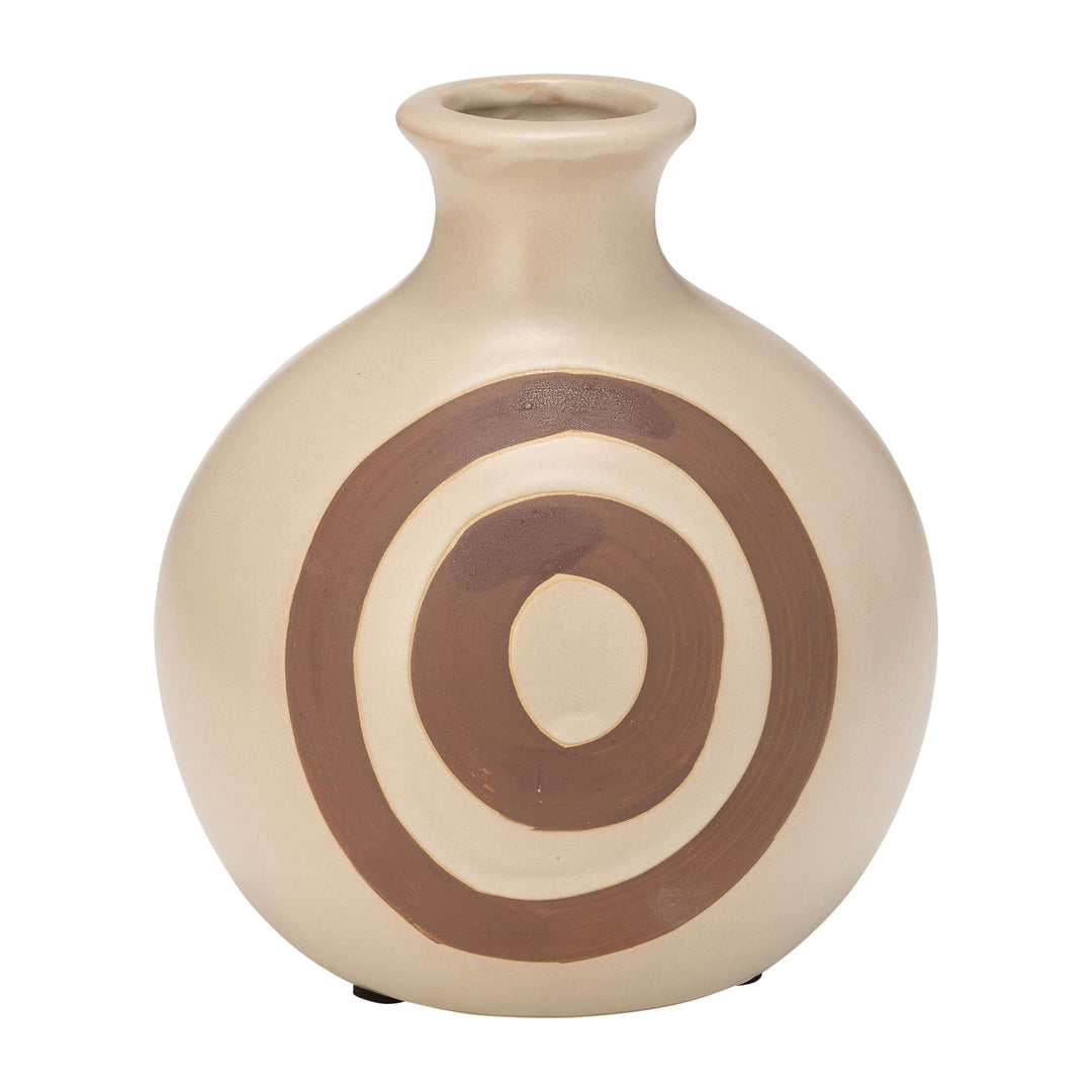 Cer, 7"h Abstract Vase, Irish Cream