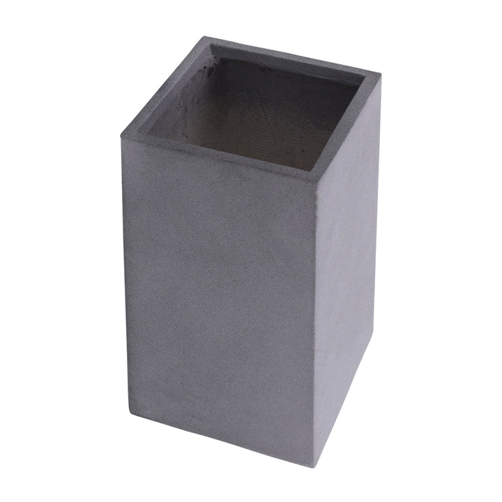 Resin, S/2 11/13"d Square Nested Planters, Gray