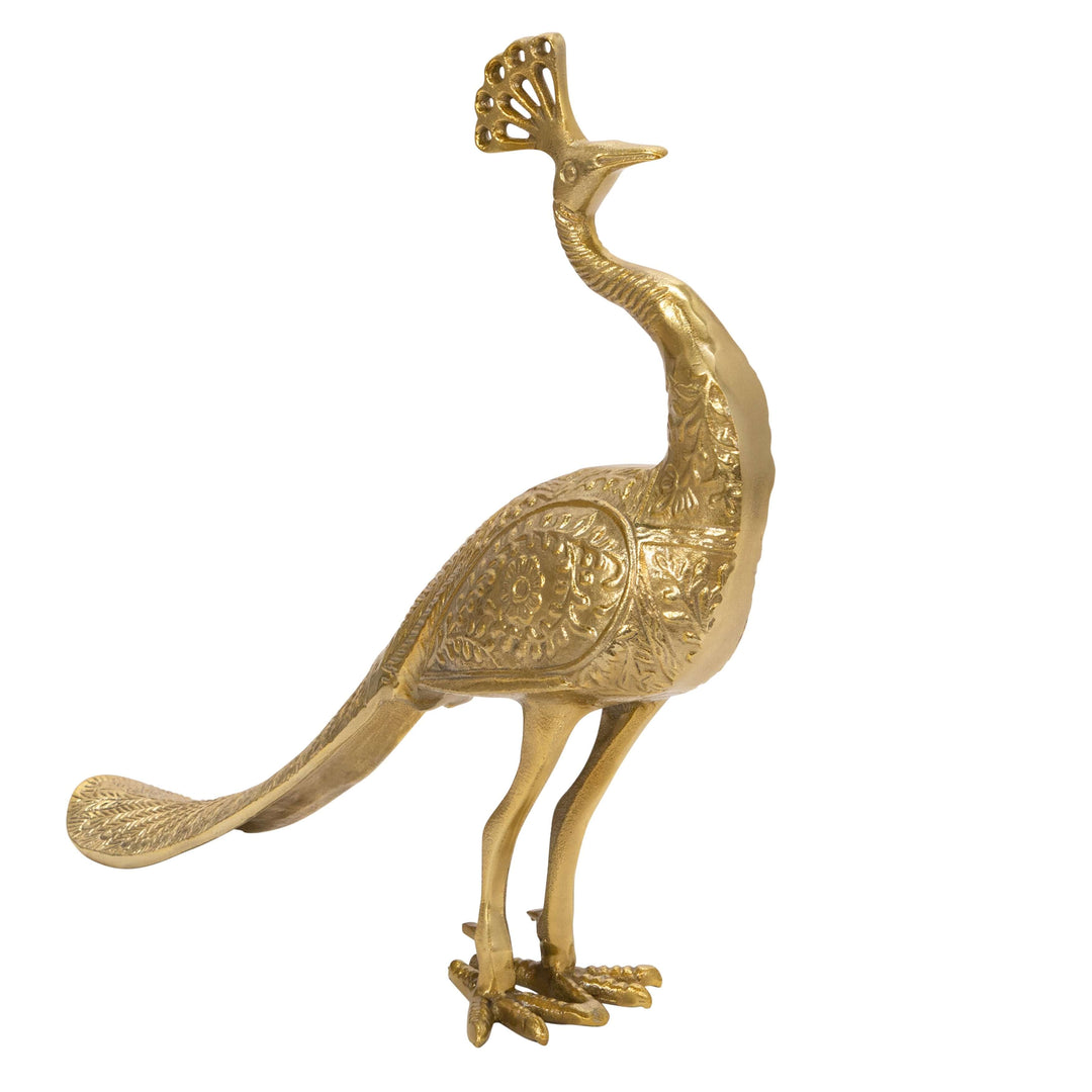 Metal 16"h Peacock, Gold