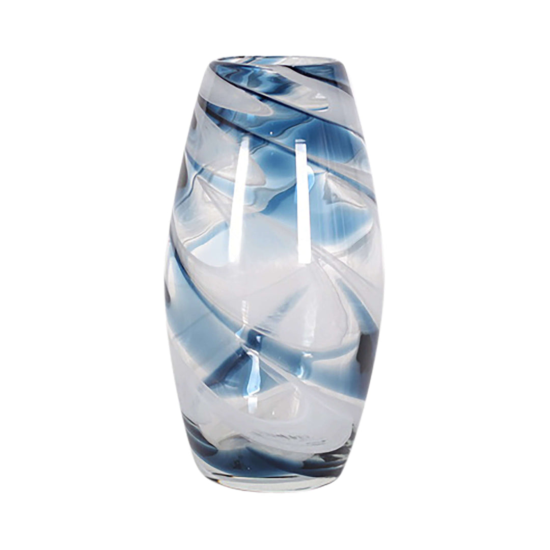 Glass, 12" Swirl Vase, Blue