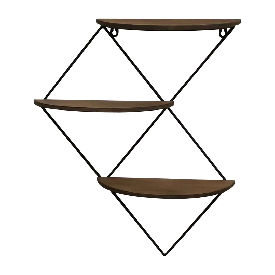Metal/wood, 21" 3-tier Diamond Wall Shelf, Brown/b