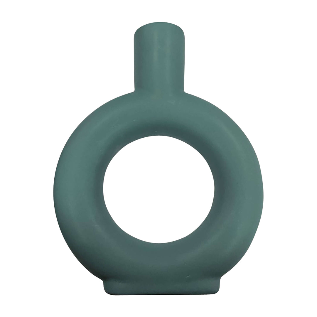 Cer, 9" Round Cut-out Vase, Deep Teal