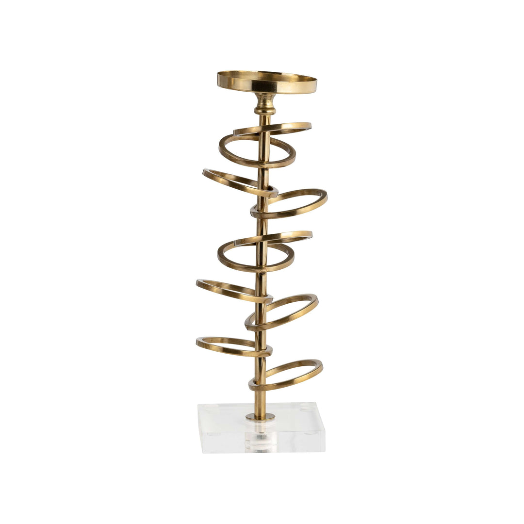 Metal, 12" Ring Toss On Acrylic Candleholder, Gold