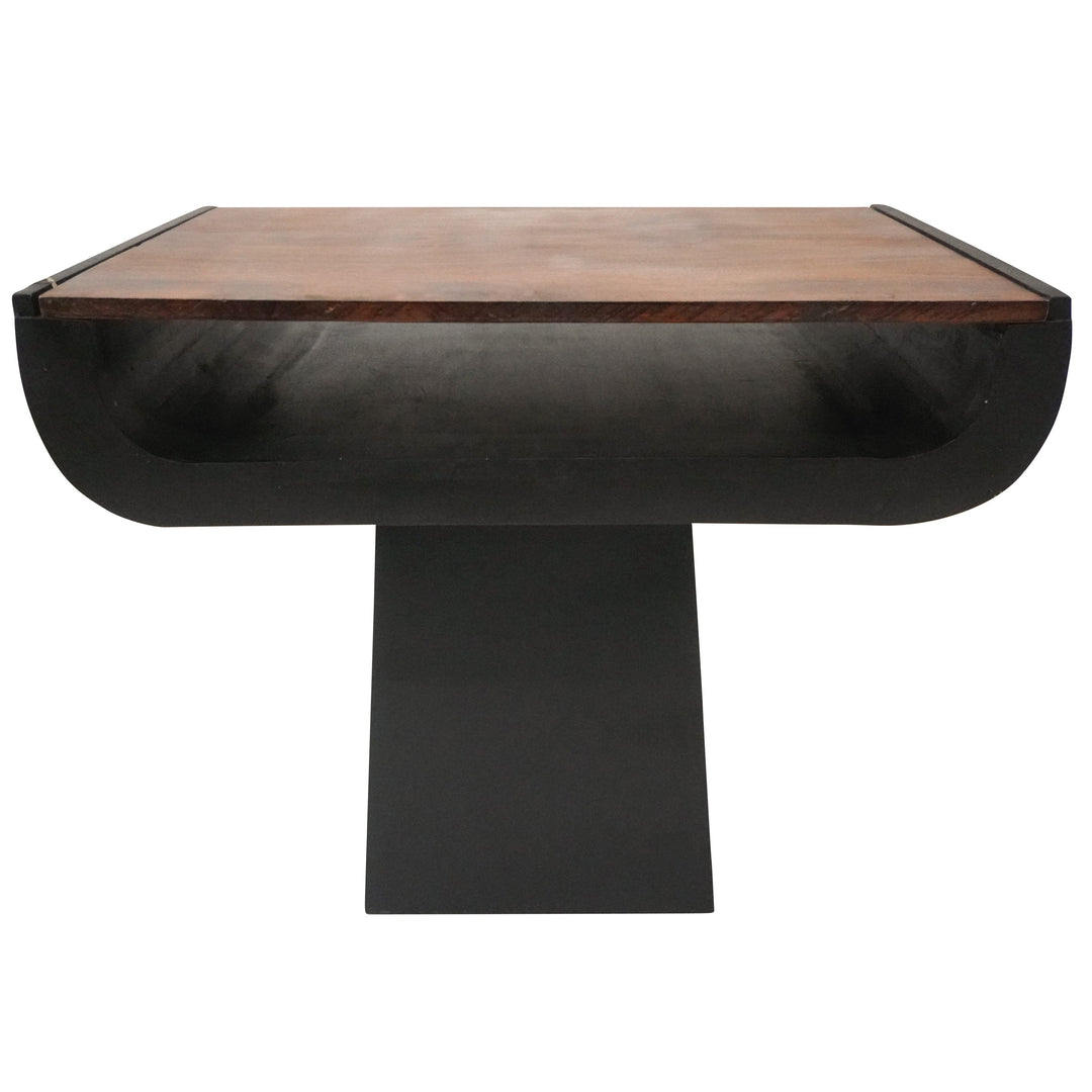 Wood, 22"dx19"h Modern Side Table, Black/dk Brown 
