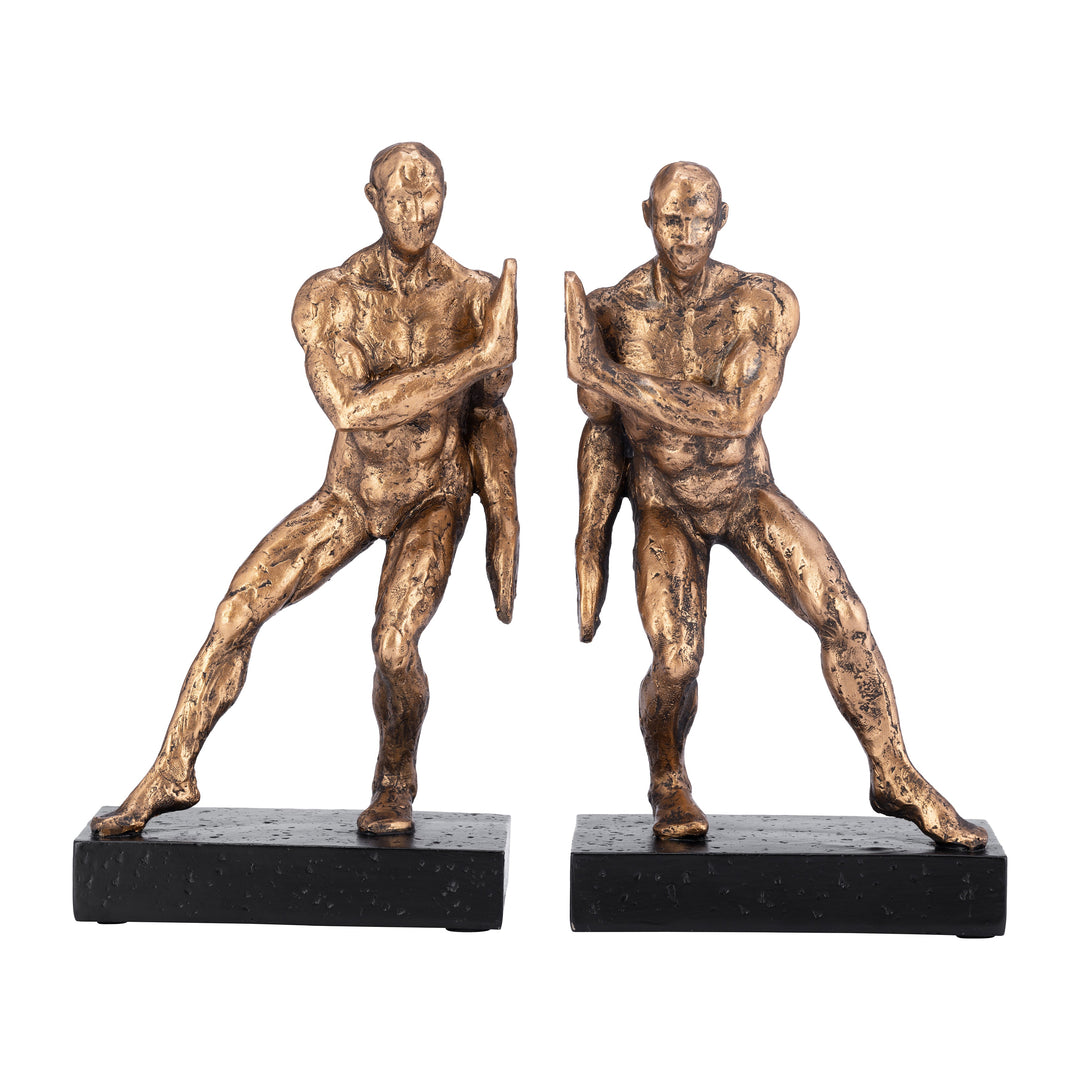 Resin, S/2 10" Push Wall Bookends, Bronze