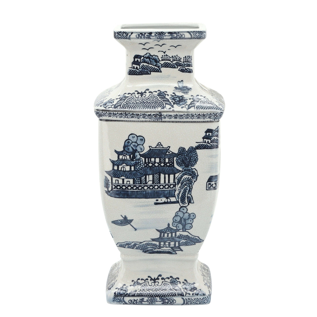 Cer, 15"h Chinoiserie Vase, Blue