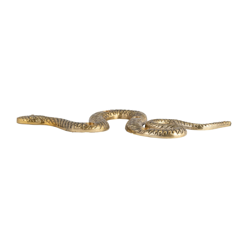 Metal, 22" Snake 4-taper Candle Holder, Gold