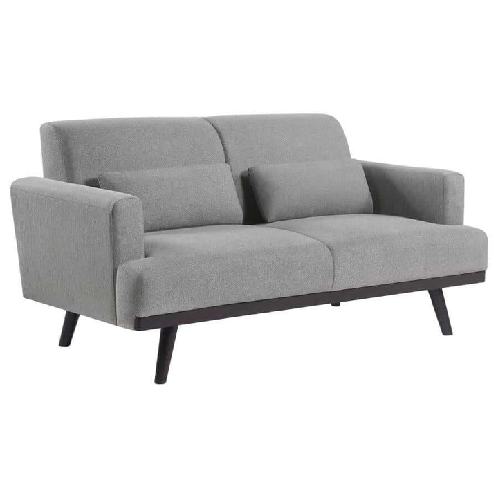 Blake Upholstered Loveseat With Track Arms Sharkskin And Dark Brown