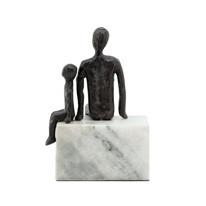 Metal, 9", Dad & Son Sitting Sculpture