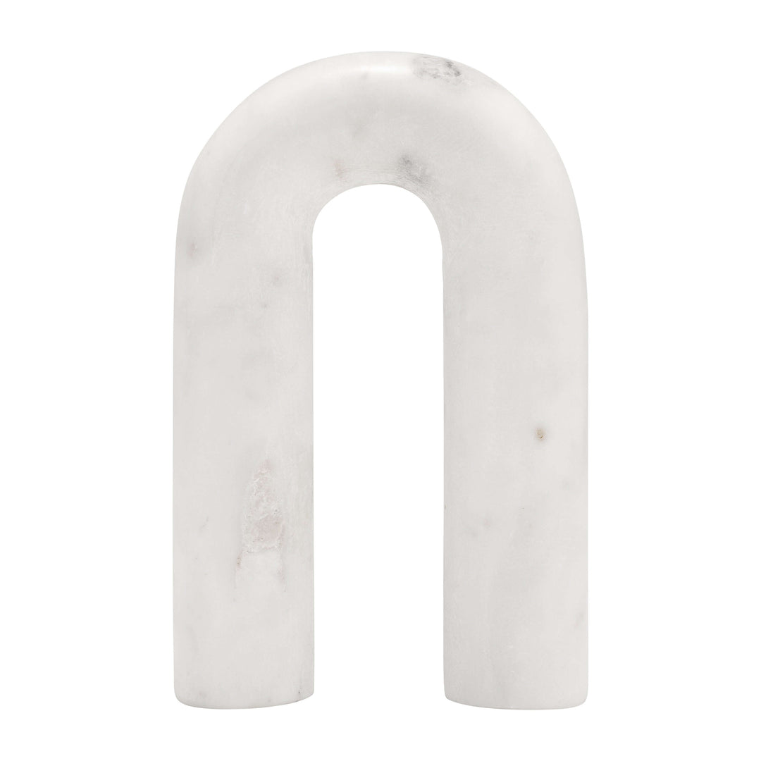 Marble, 8" Rounded Horseshoe Table Top Deco, White