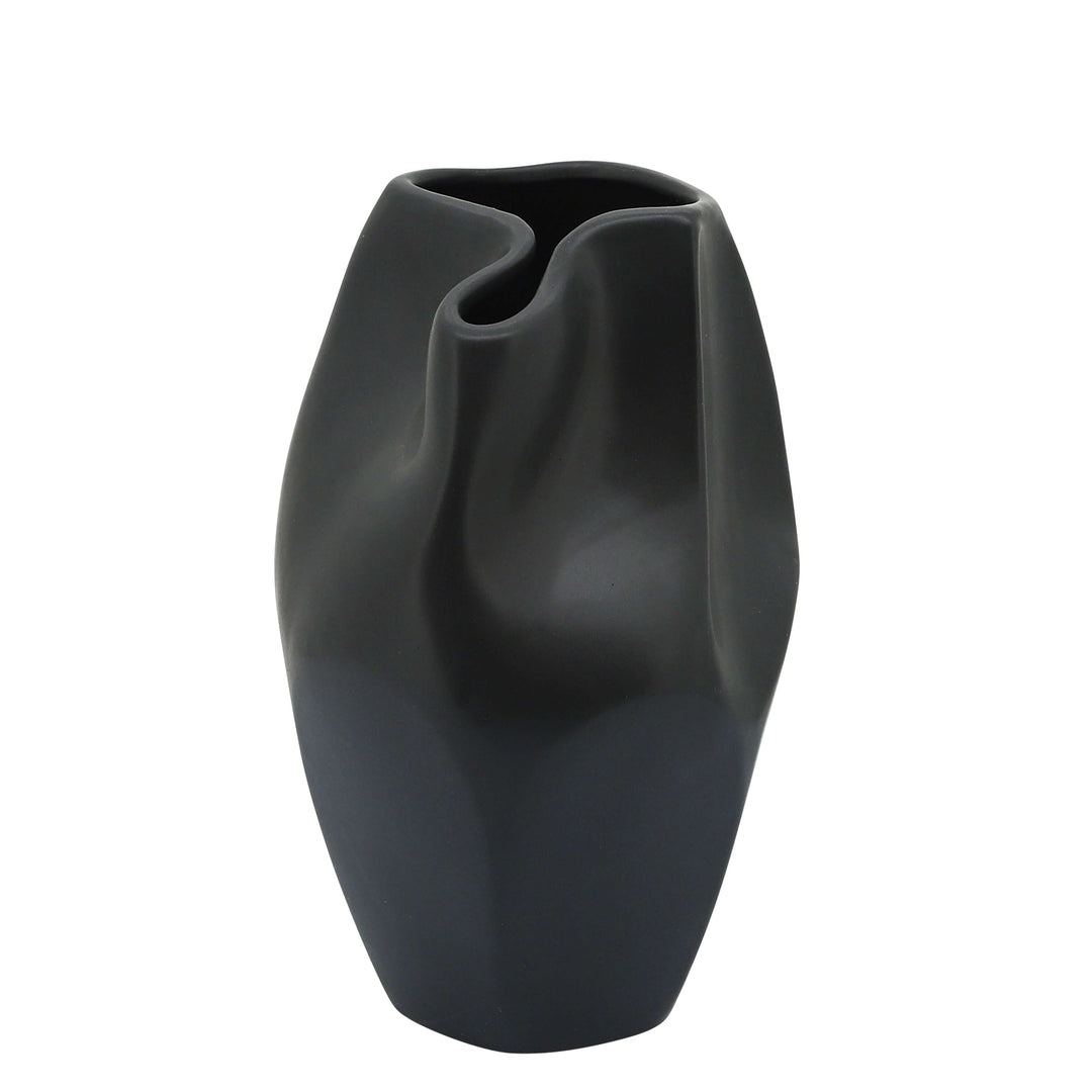 Cer, 10"h Abstract Vase, Black