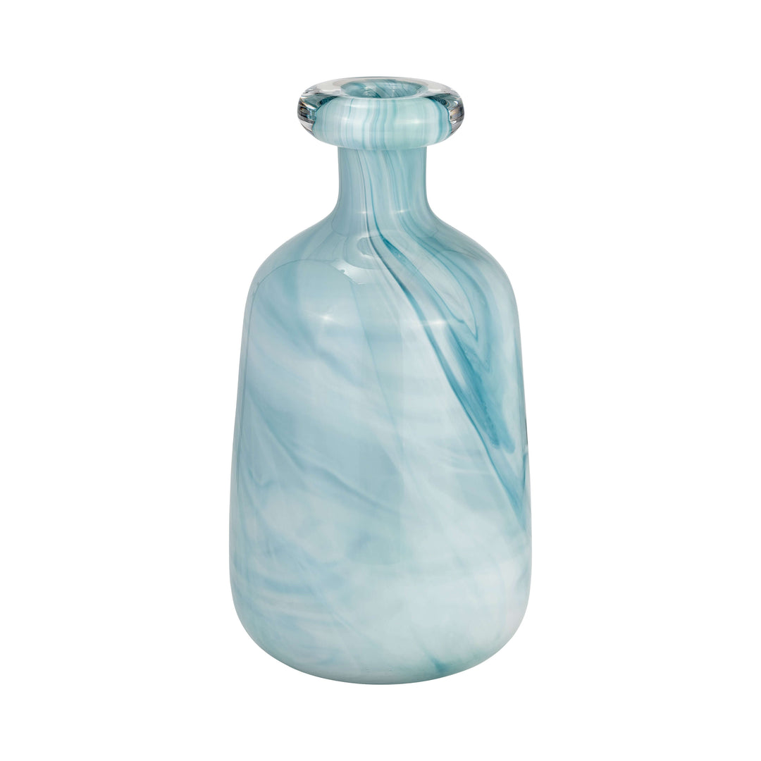 Glass, 12"h Bottle Vase, Teal