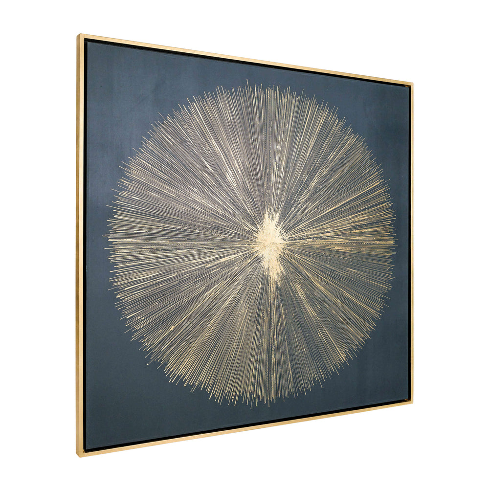 71x71, Hand Painted Shining Gold Leaf Canvas, Blk