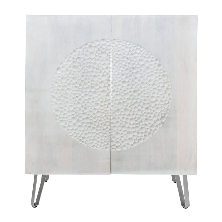 Wood 39x47" Hammered Cabinet, White