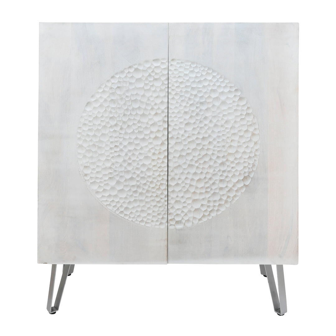 Wood 39x47" Hammered Cabinet, White