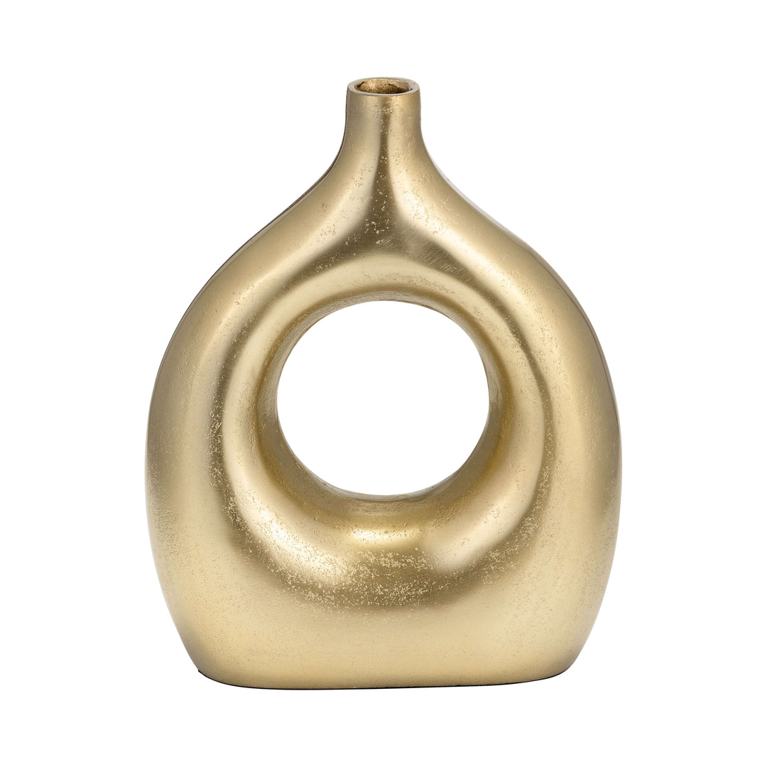 Metal 10" Open Cut Vase, Gold