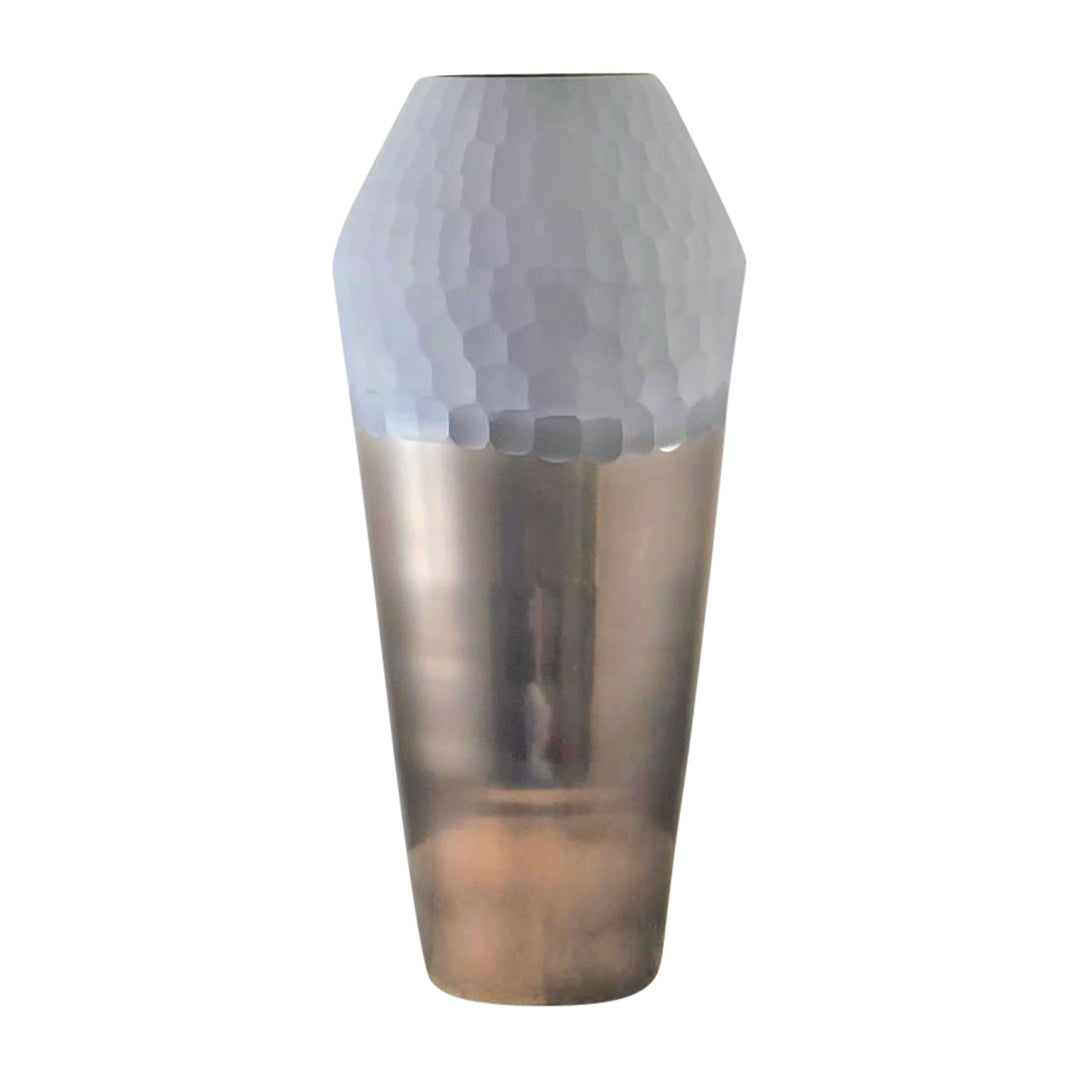 Glass, 17" 2-tone Hand-cut Vase, Metallic