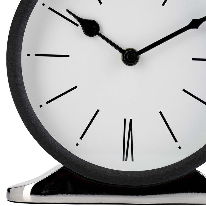Metal,7"h,candid Table Clock,white/black