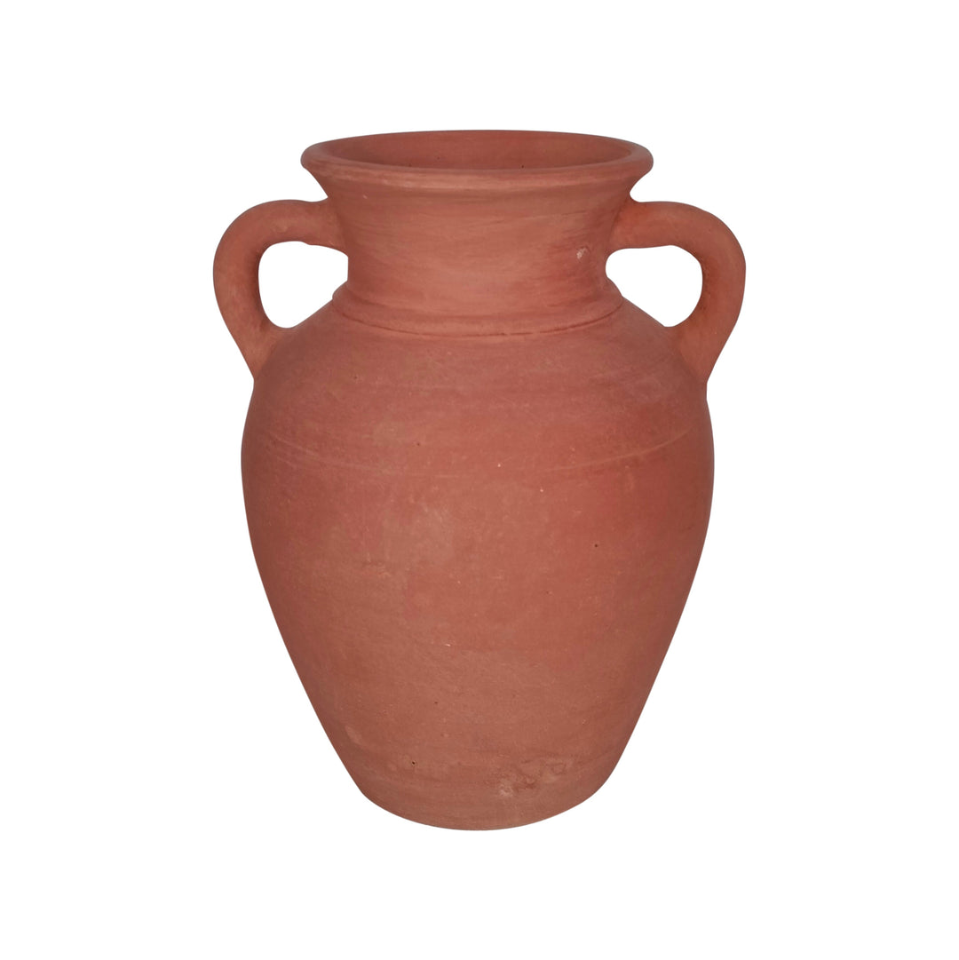 Terracotta, 9" Vase With Handles, Natural