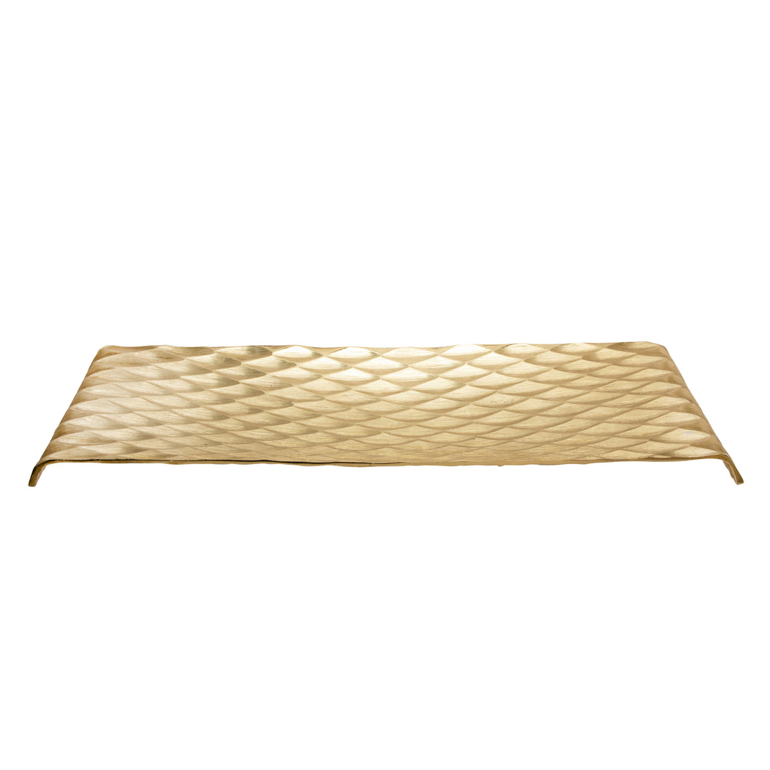 S/2 Decorative Hammered Metal Tray, Gold/silver