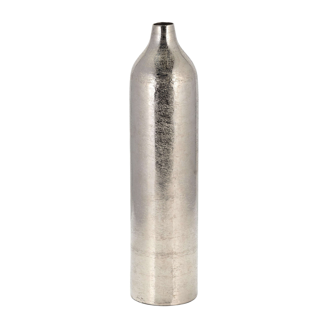 Metal, 19"h Cylinder Vase, Silver