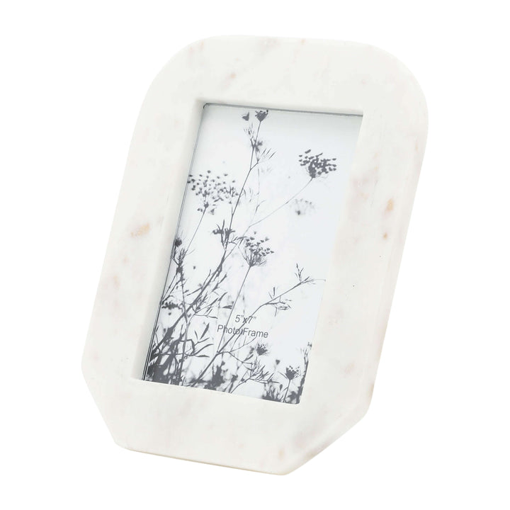 Marble, 5x7 Tapered Photo Frame, White