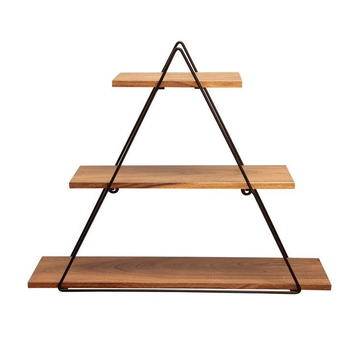 Metal/wood 20" Triangle Wall Shelf, Brown