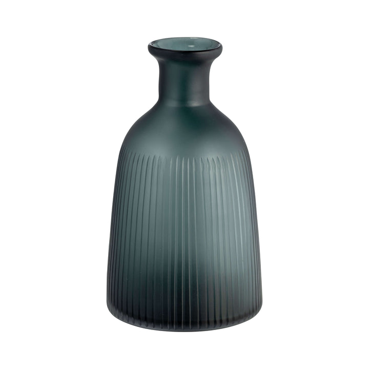 Glass, 13"h Vase W/ Lid, Blue/gray