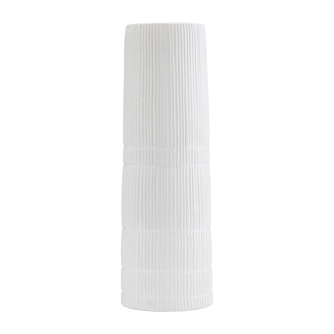 Cer, 18"h Lined Cylinder Vase, White