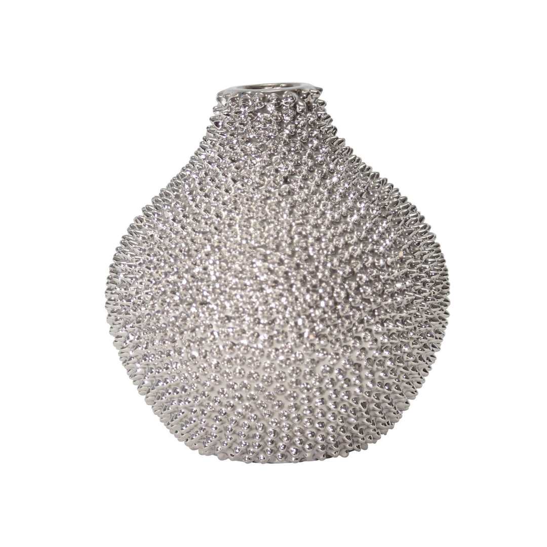 Ec Silver Spiked Ceramic Vase 10" Rf