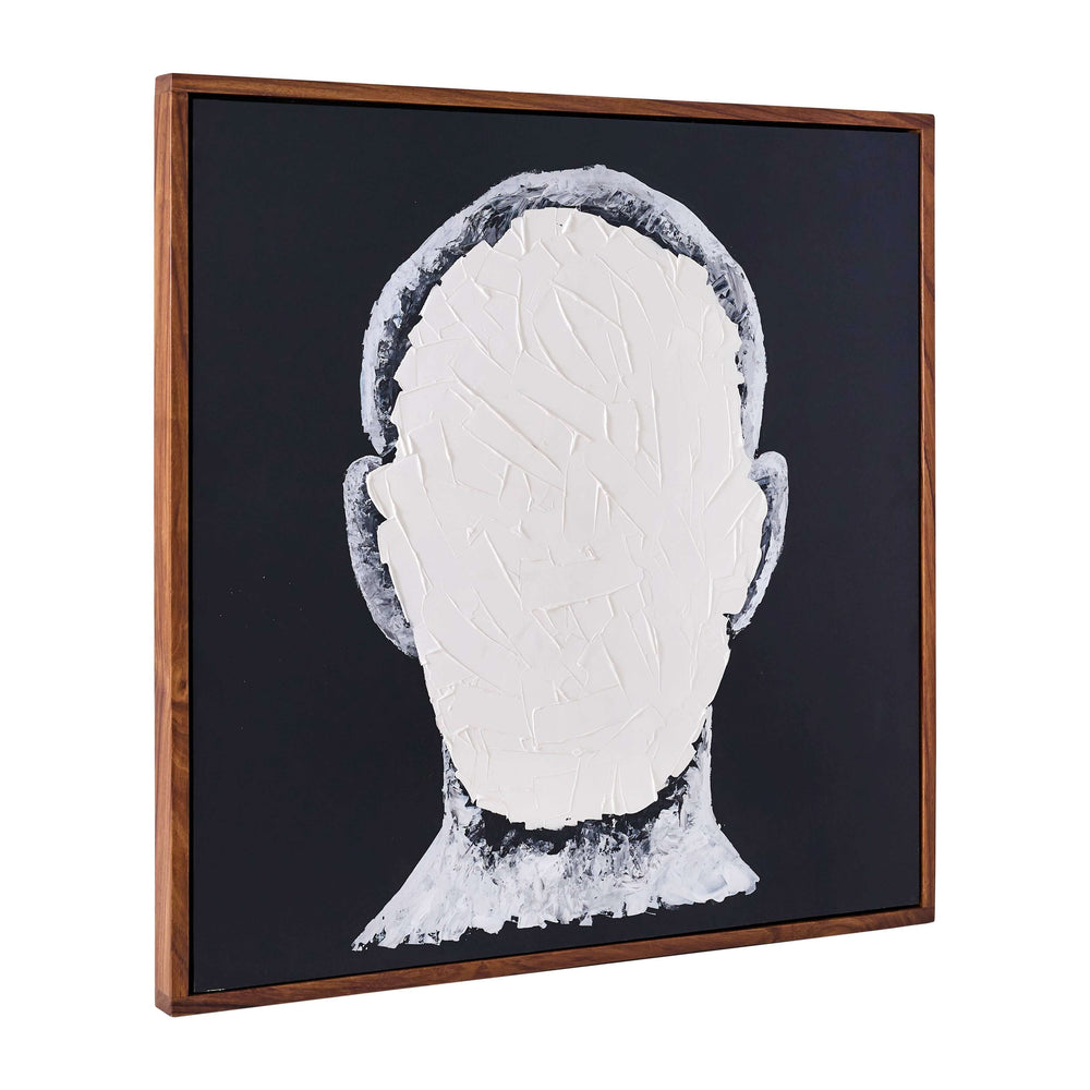 47x47, Hand Painted Blank Face Man, Ivory/black
