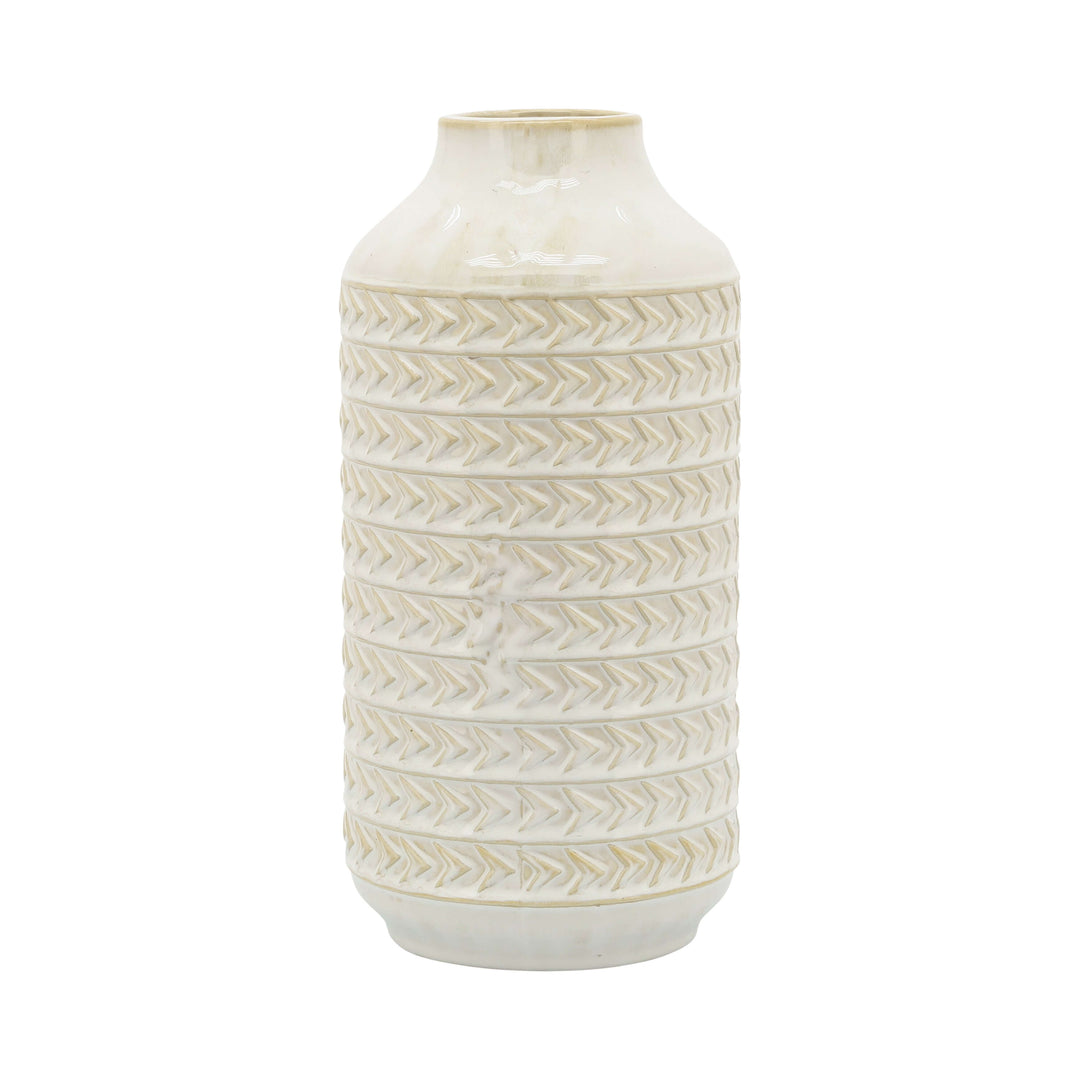 Cer, 13"h Aztec Vase, Ivory
