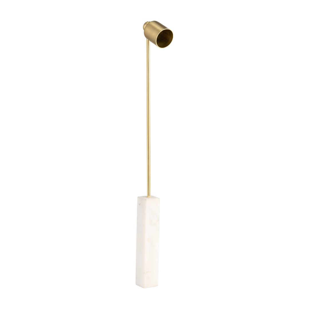Marble, 12" Round Candle Snuffer, Gold/white