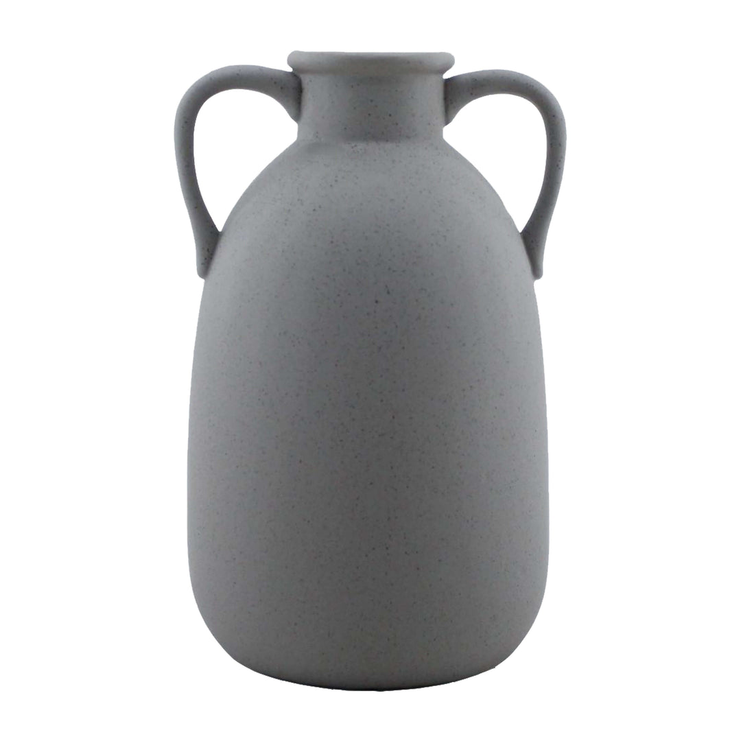 Cer, 10"h Eared Vase, Gray