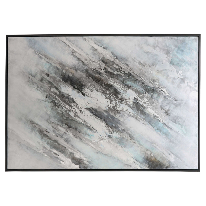 50x74 Abstract Canvas, Gray On Black Frame