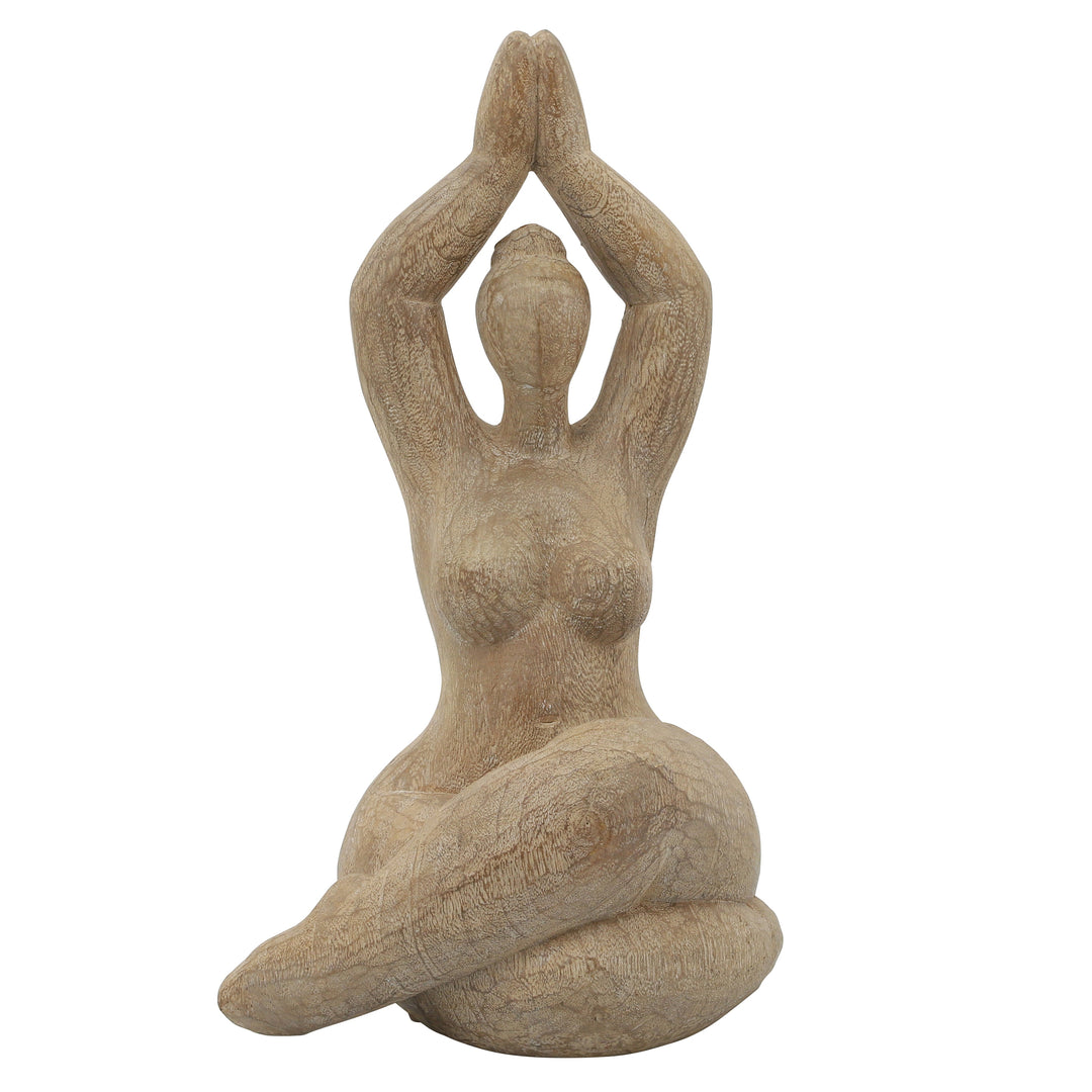 Resin 11" Namaste Female Yoga Figurine, Brown