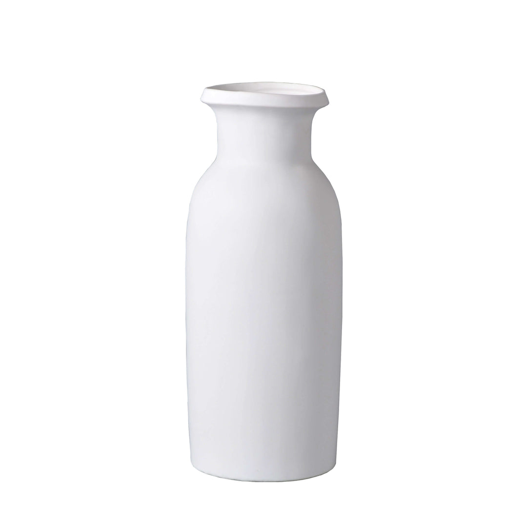 Cer, 16"h Tall Slim Vase, White