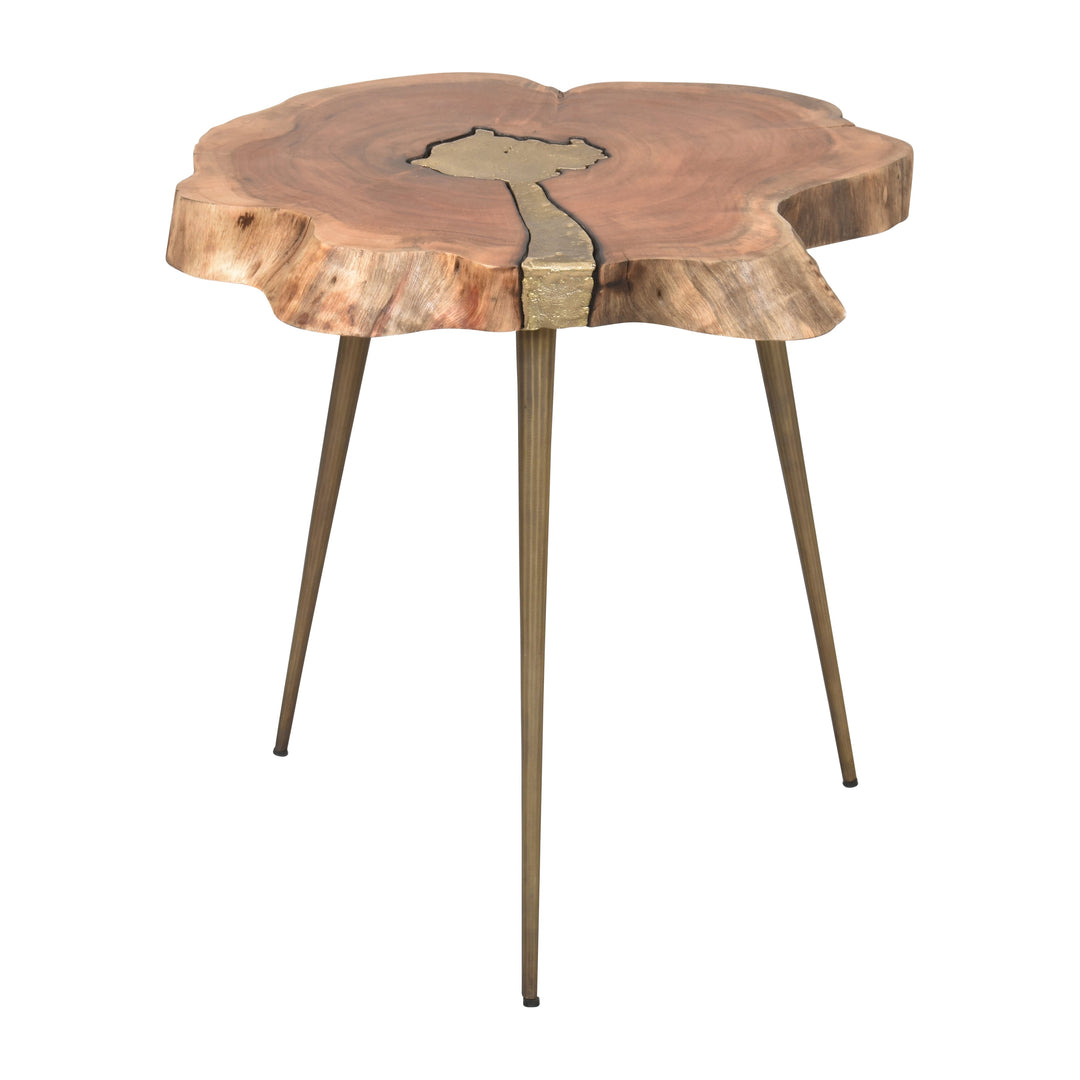 Wood, 22" Natural Wood Side Table, Brown Kd