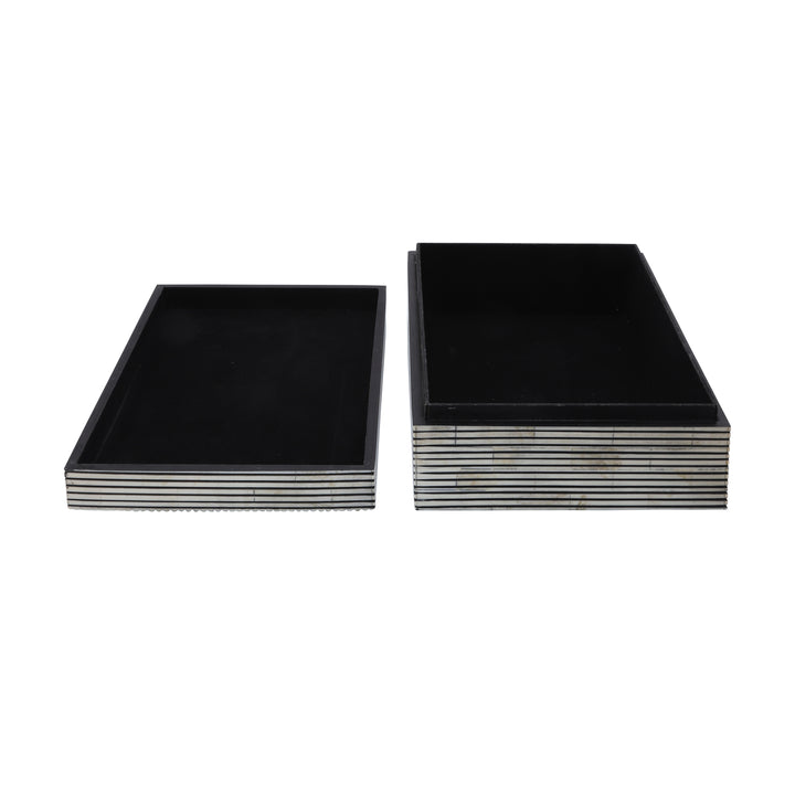 Resin S/2 Pinstripe Boxes, Black/white