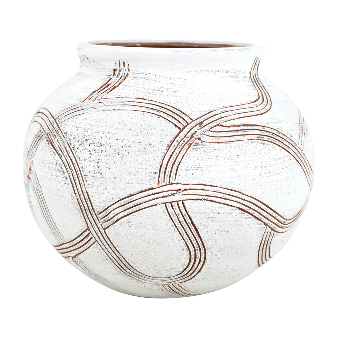 Cer, 7" Round Global Vase, White
