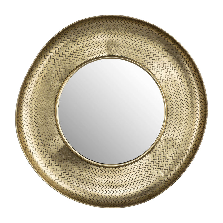 Metal,30",bowl W/v Pattrn Mirror,gold
