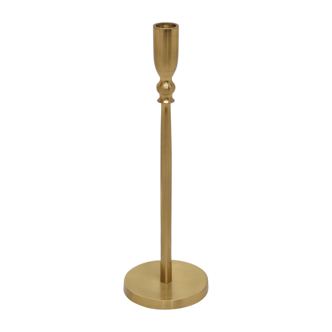 Metal, 12" Traditional Taper Candleholder, Gold