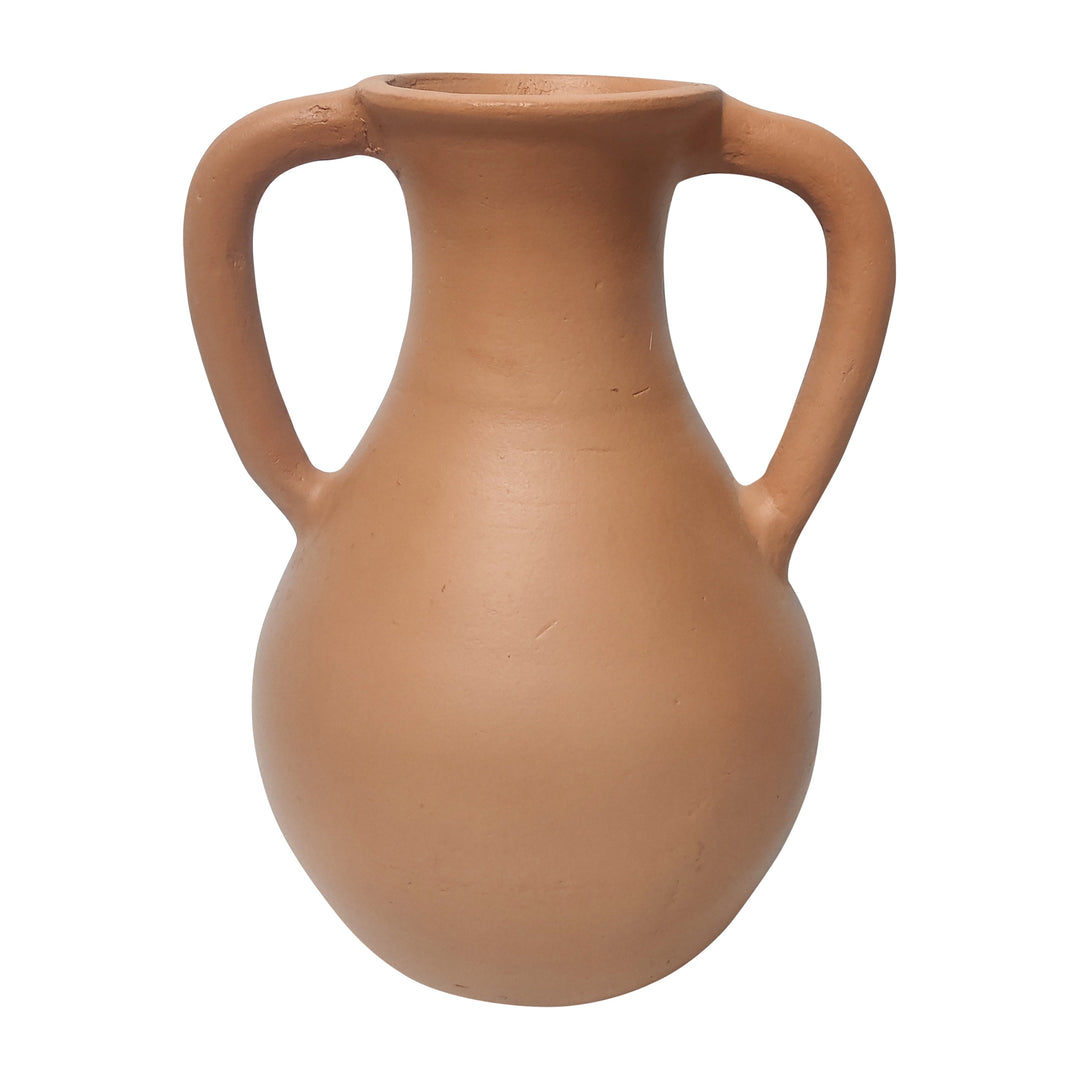 Terracotta, 11" Jug Vase W/ Handles, Natural