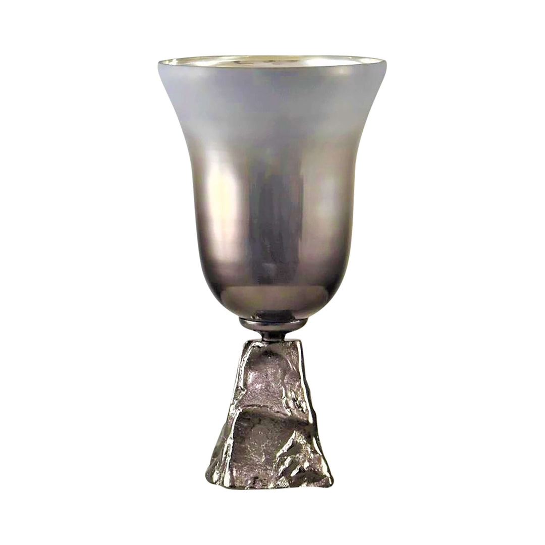Glass, 15" 2-tone Chalice Vase, Metallic Kd
