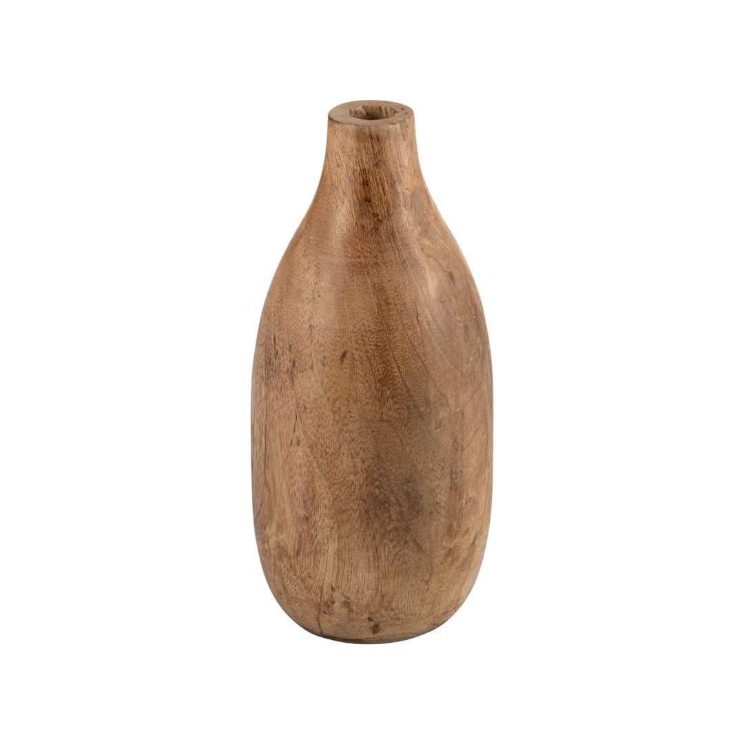 Wood, 10"h Vase, Brown