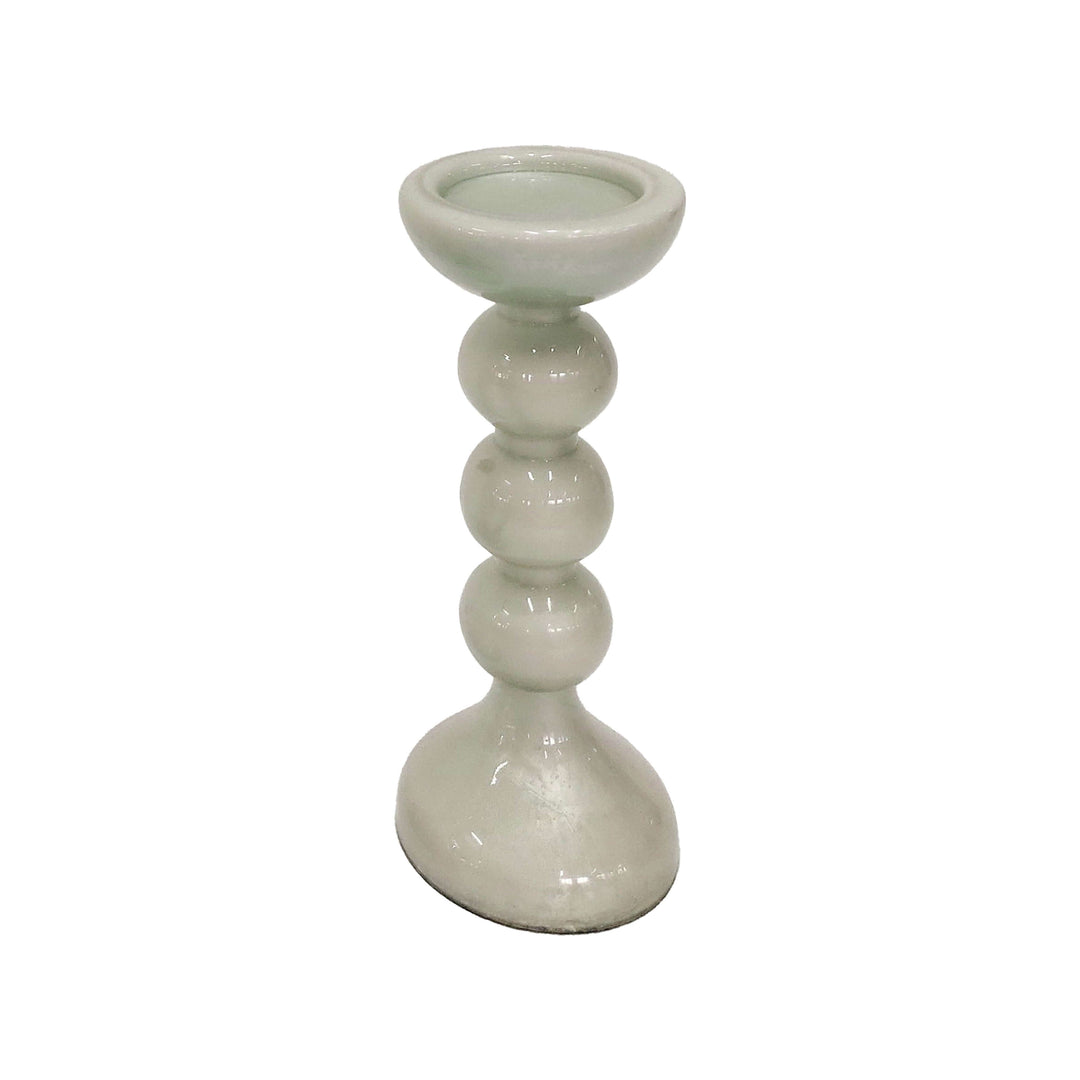 Glass,15"h,bubbly Candle Holder,white