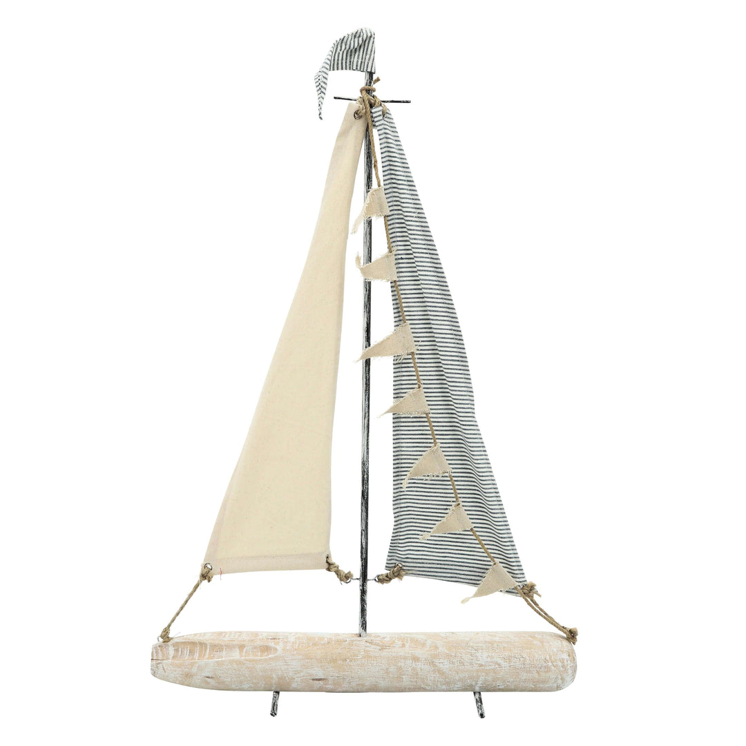 Iron 25" Sailboat W/ Cloth Sails, Multi