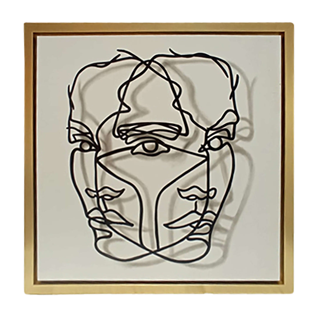 47x47,gld Frame Hand Painted Face Illusion,wht/blk