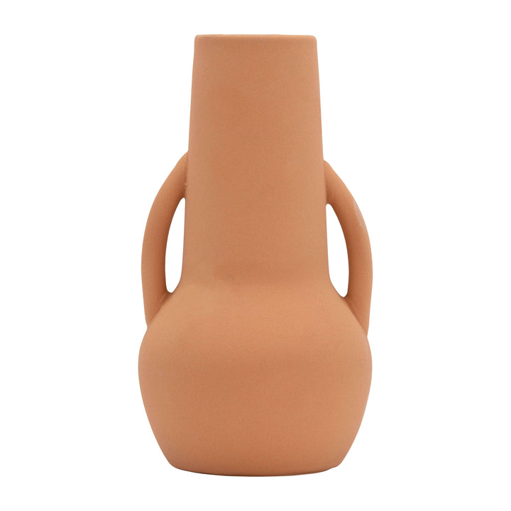 Cer,8",vase W/handles,terracotta