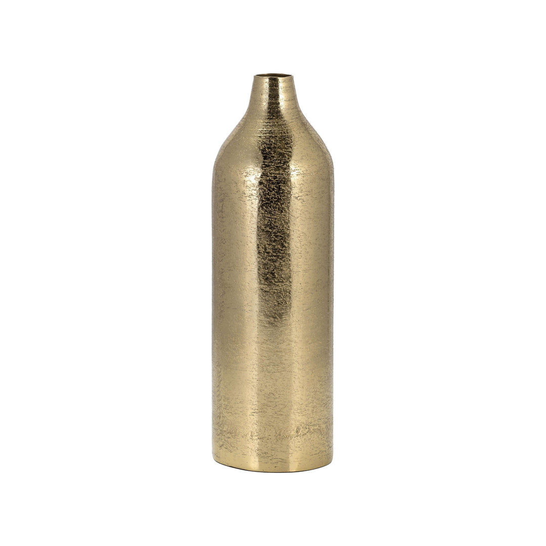 Metal, 15"h Cylinder Vase, Gold